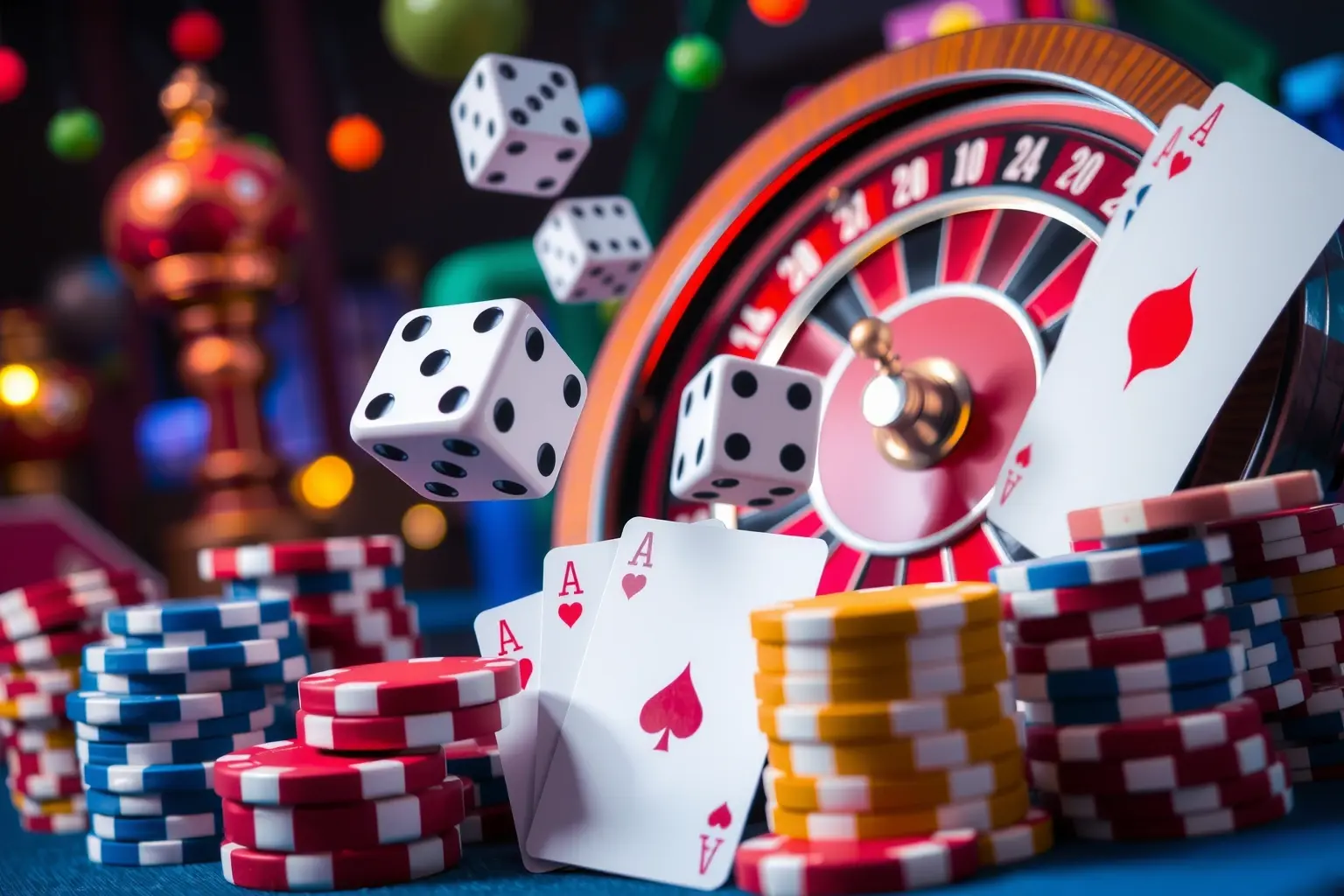 Colorful slot machines with winning symbols